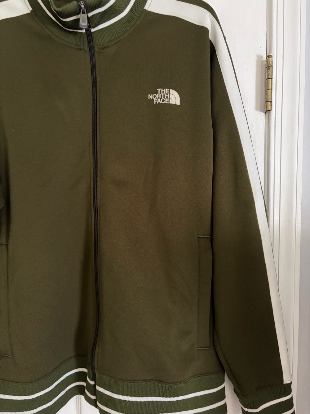 The North Face Olive Green & White Track Jacket - Picture 2 of 4